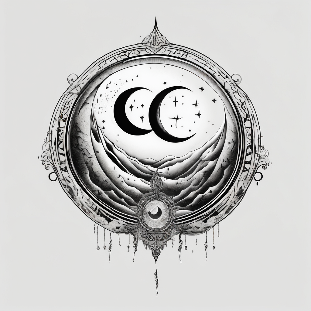 sacred moon sacred-art, design de tatouage Surréaliste généré par IA