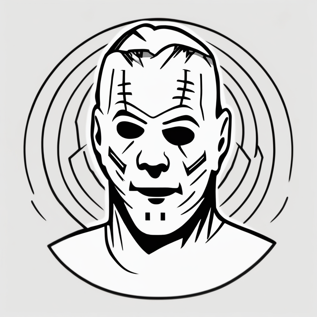 Michael Myers minimalist tattoo saint-michael, design de tatouage Cartoon généré par IA