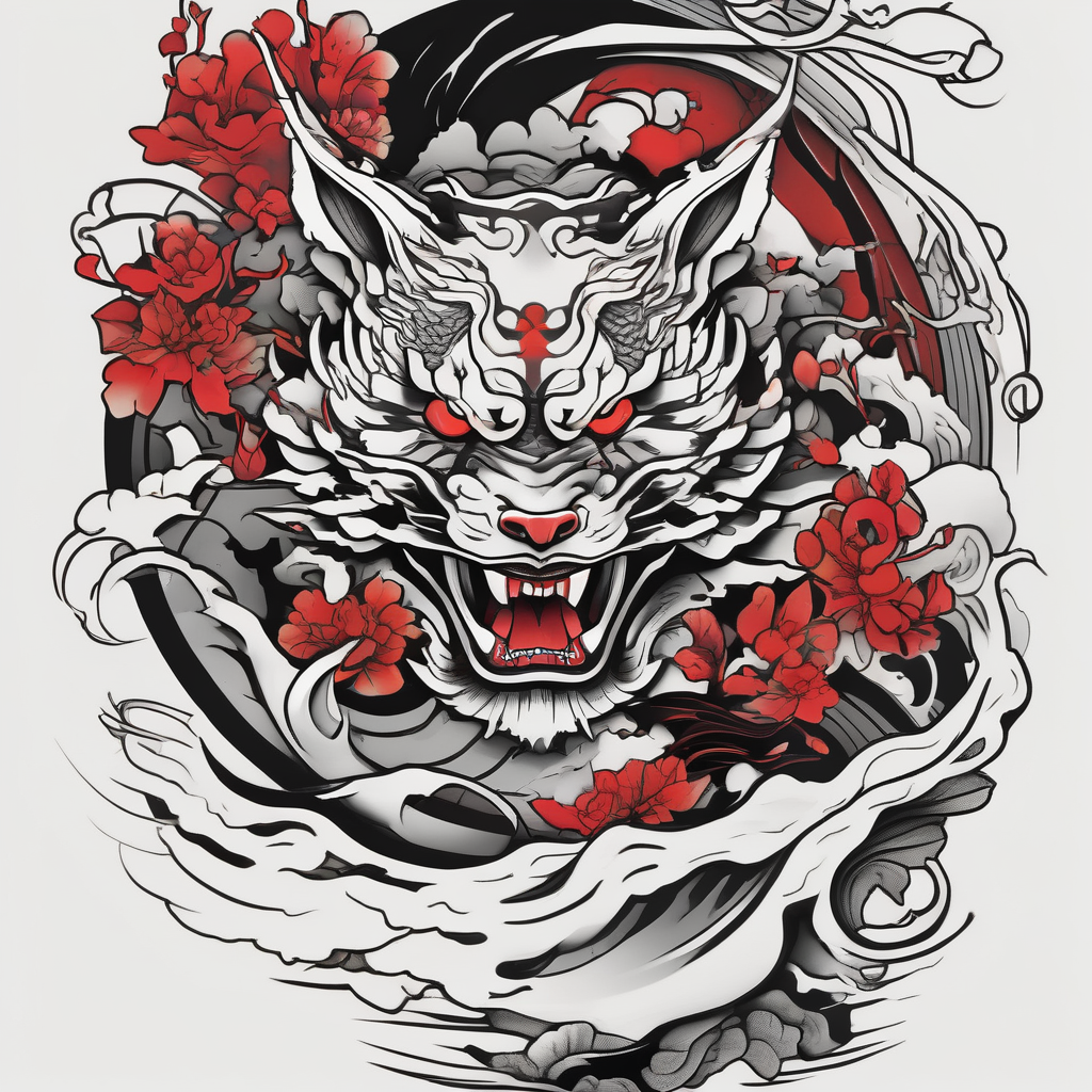 Saint Anthony saint-michael, AI-generated Japanese tattoo design