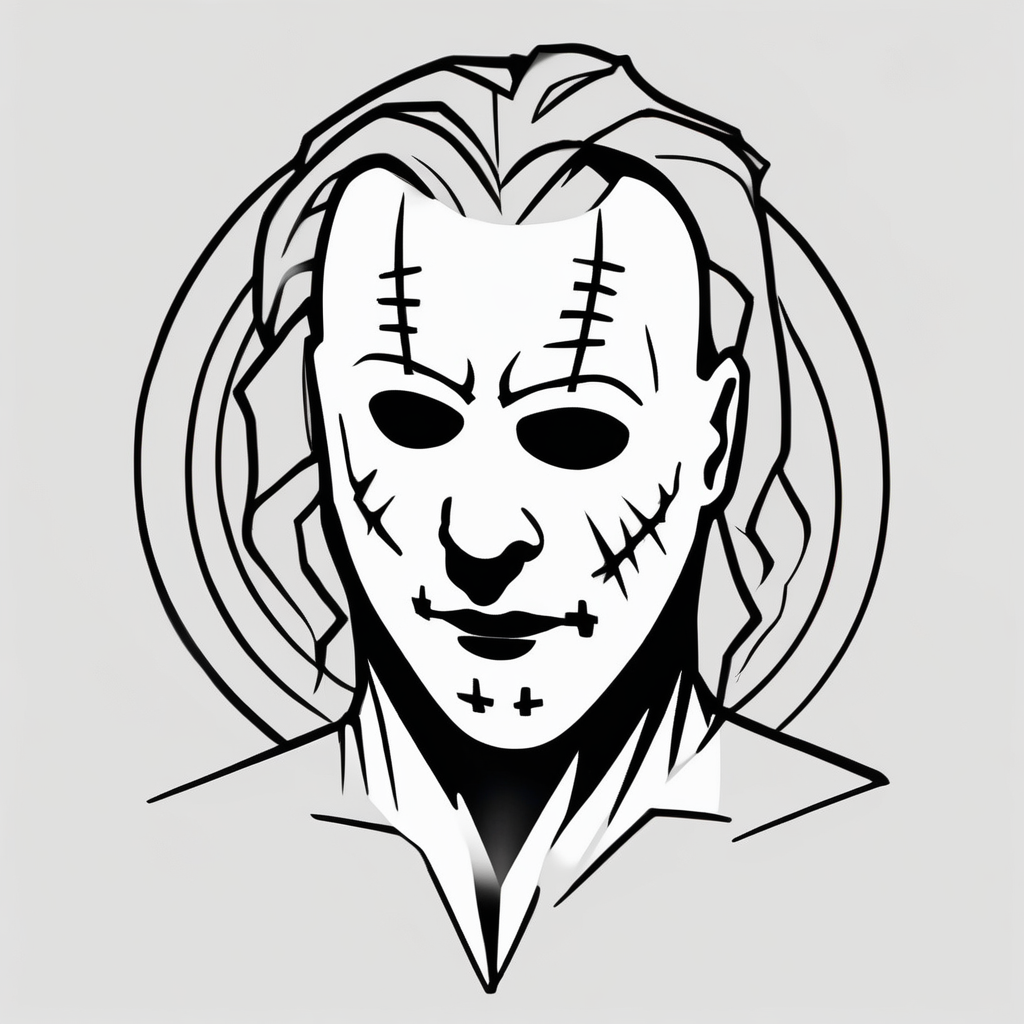 michael myers saint-michael, AI-generated Minimalist tattoo design