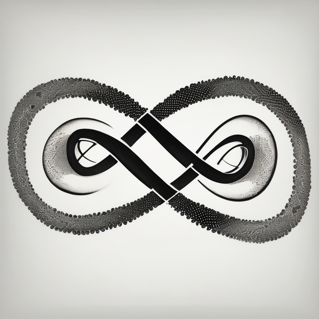 January 2023 script with infinity symbol, AI-generated Dotwork tattoo design