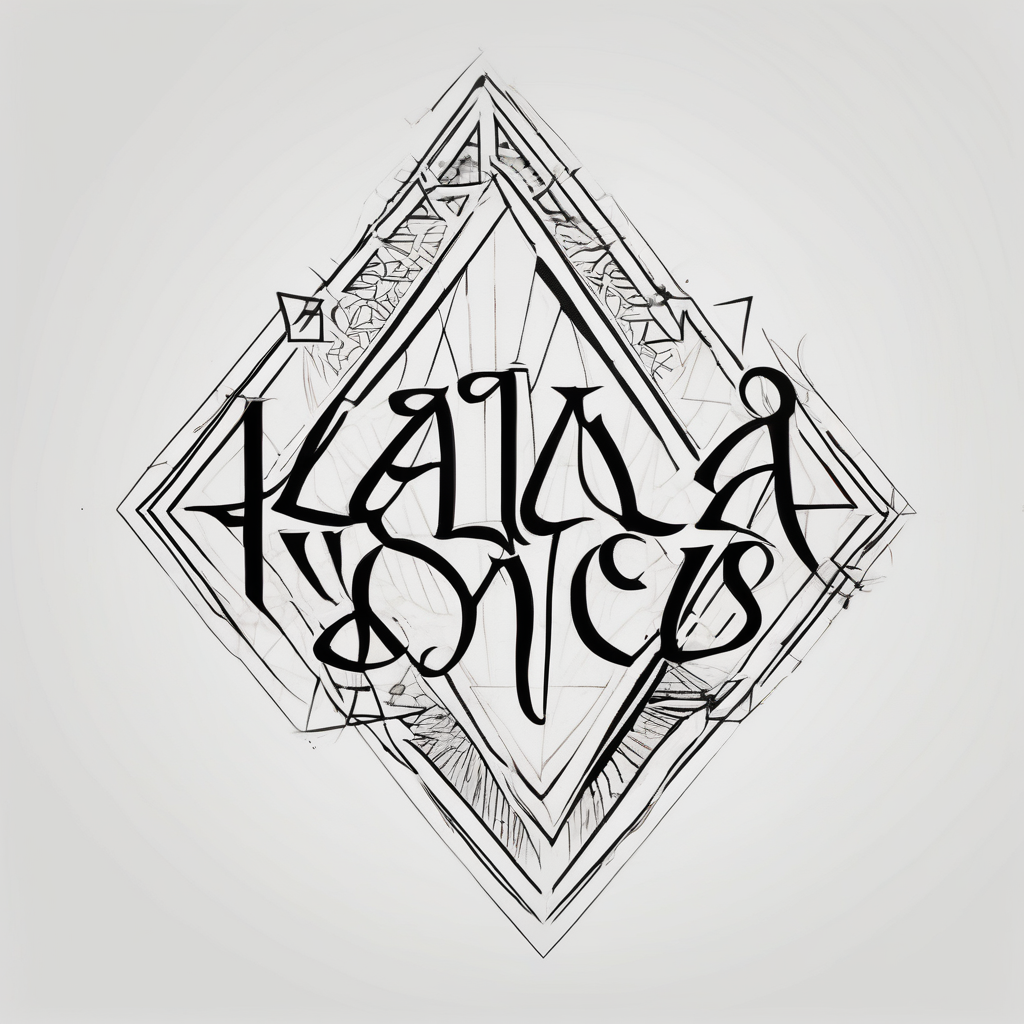 Fine line and script fonts. Layla Jones 4-ever and always(AIが生成したジオメトリックスタイルのタトゥーデザイン)