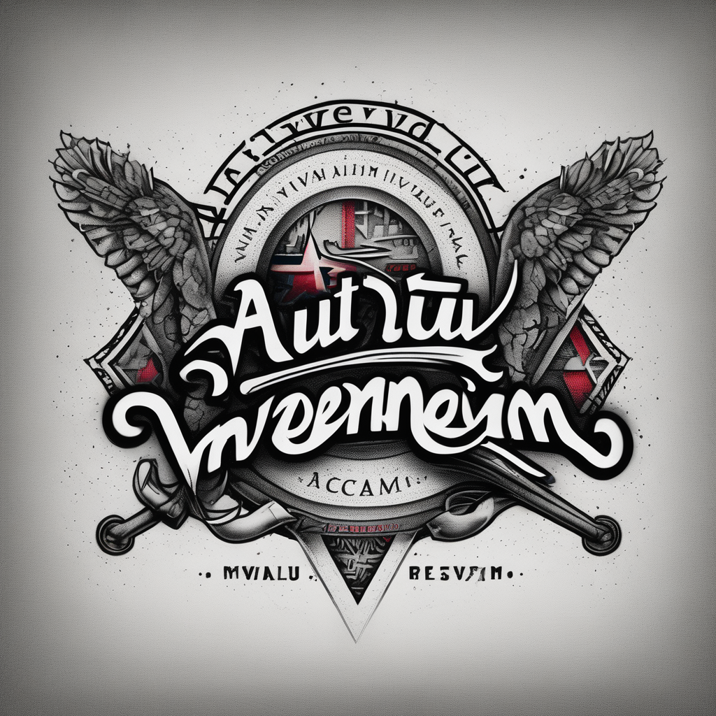 Script: Aut viam inveniam, aut faciam” in new era Atlanta braves font(AIが生成したドットワークスタイルのタトゥーデザイン)