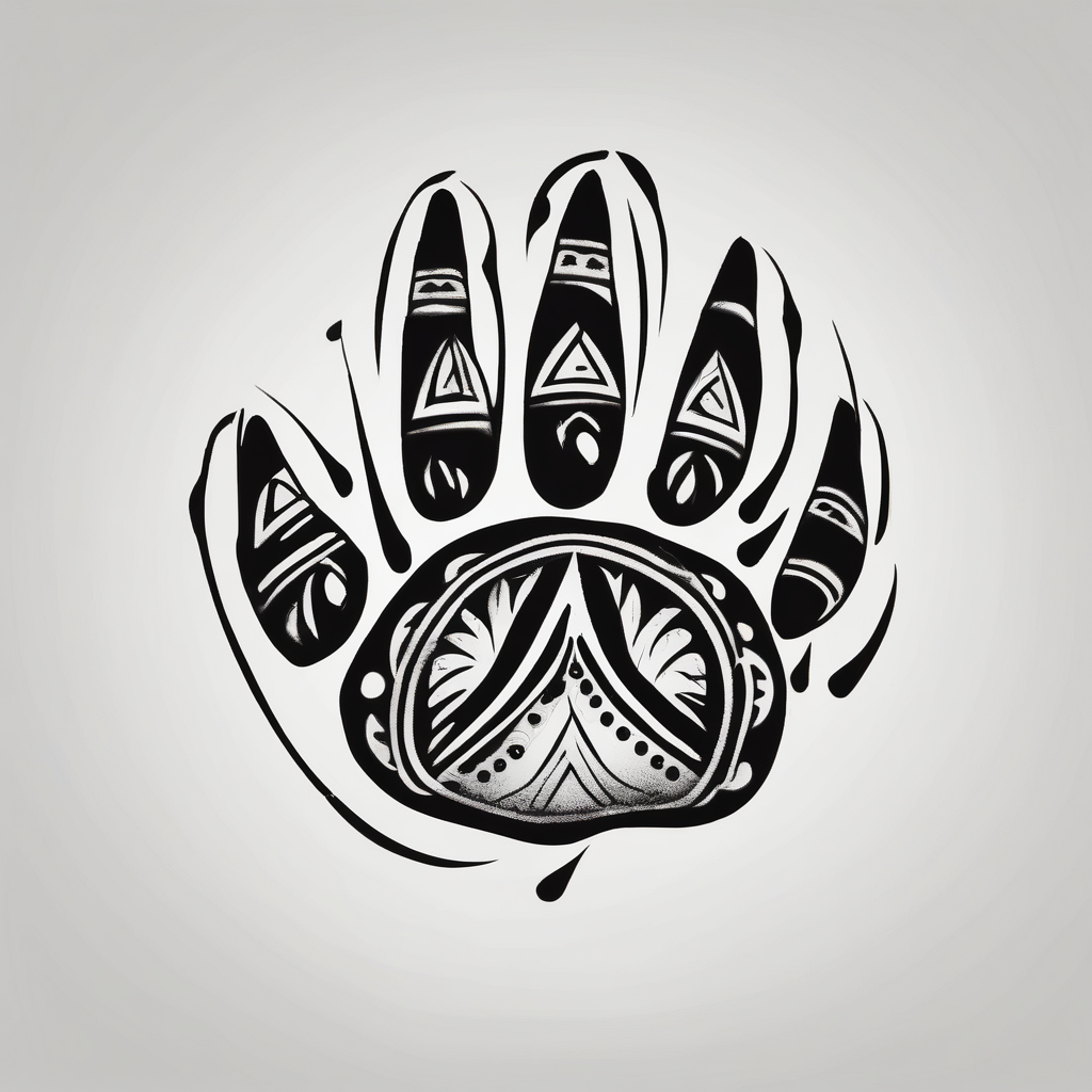 simple bear paw tattoo in a cave painting-like style simple-for-men, diseño de tatuaje Blackwork generado con IA
