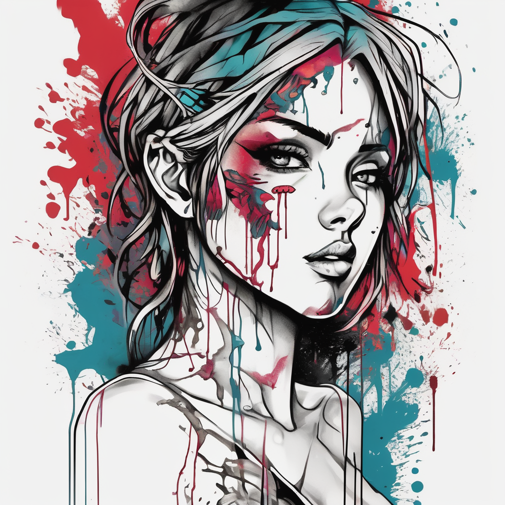 anime girl simple hand tattoo simple-for-men, diseño de tatuaje Acuarela generado con IA