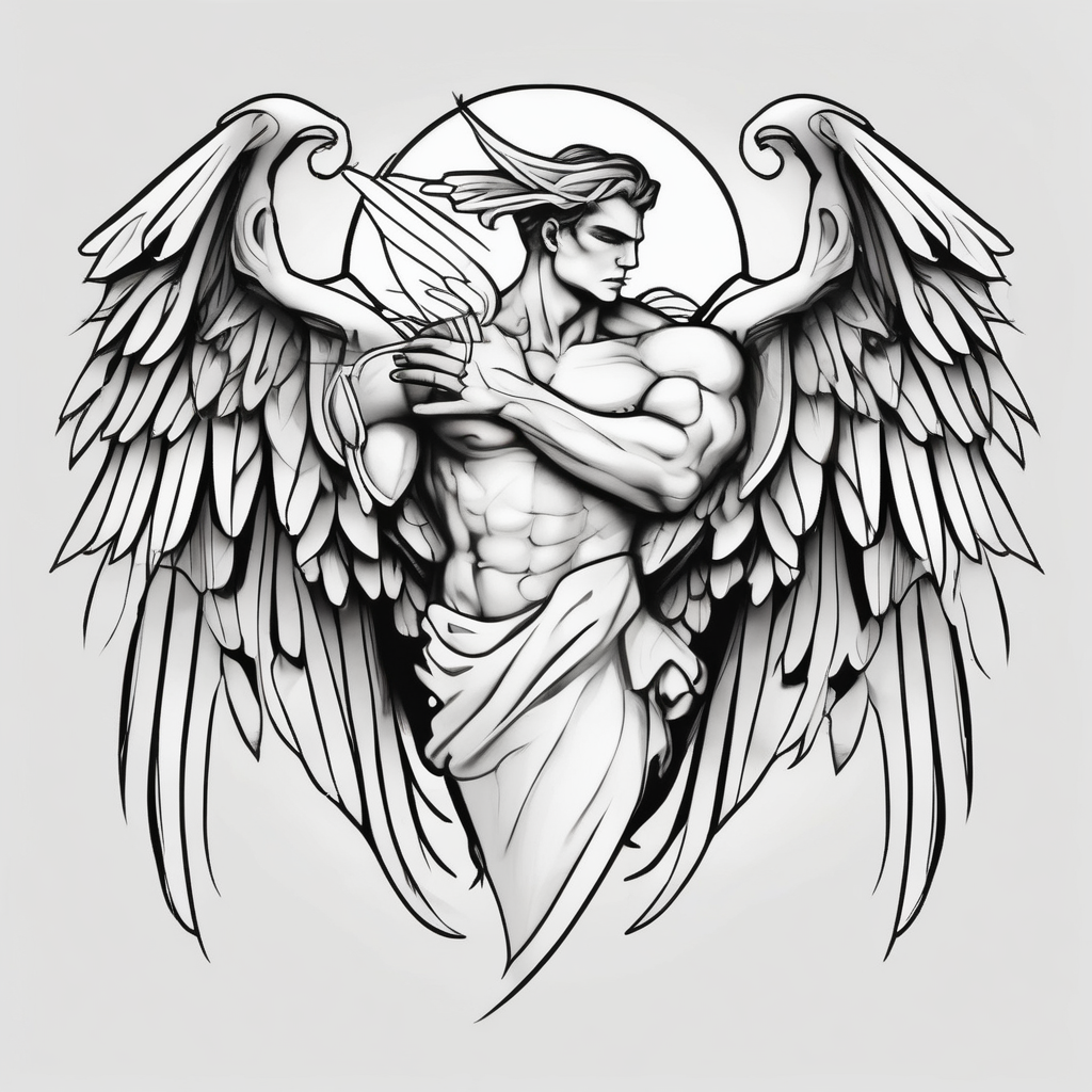 Arm sleeve for men with angels wings simple-for-men, diseño de tatuaje Cartoon generado con IA
