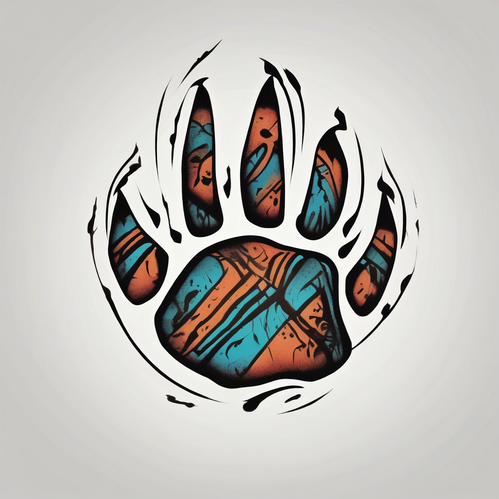 simple bear paw tattoo in a cave painting-like style simple-for-men, diseño de tatuaje Surrealista generado con IA