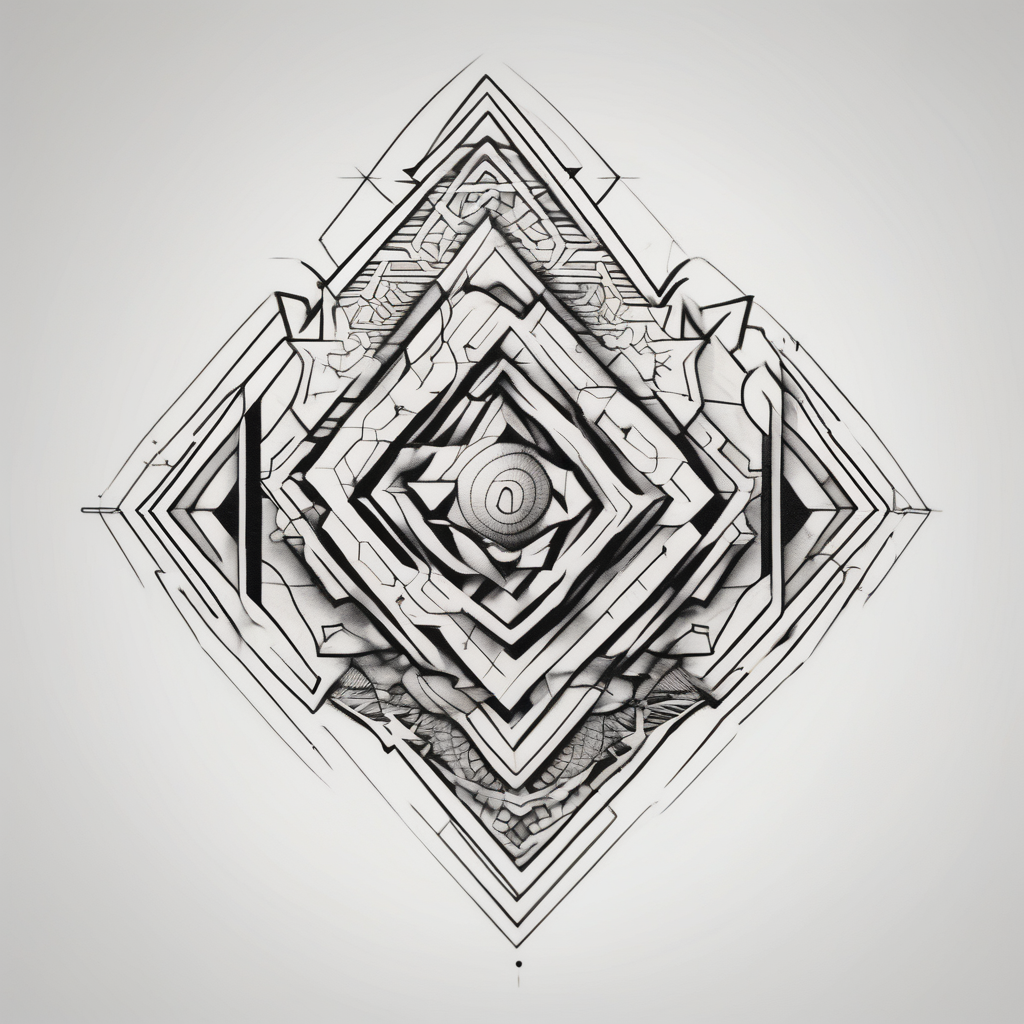 simple puzzle piece with fine lines in memory of my sister sister-tree, diseño de tatuaje Geométrico generado con IA
