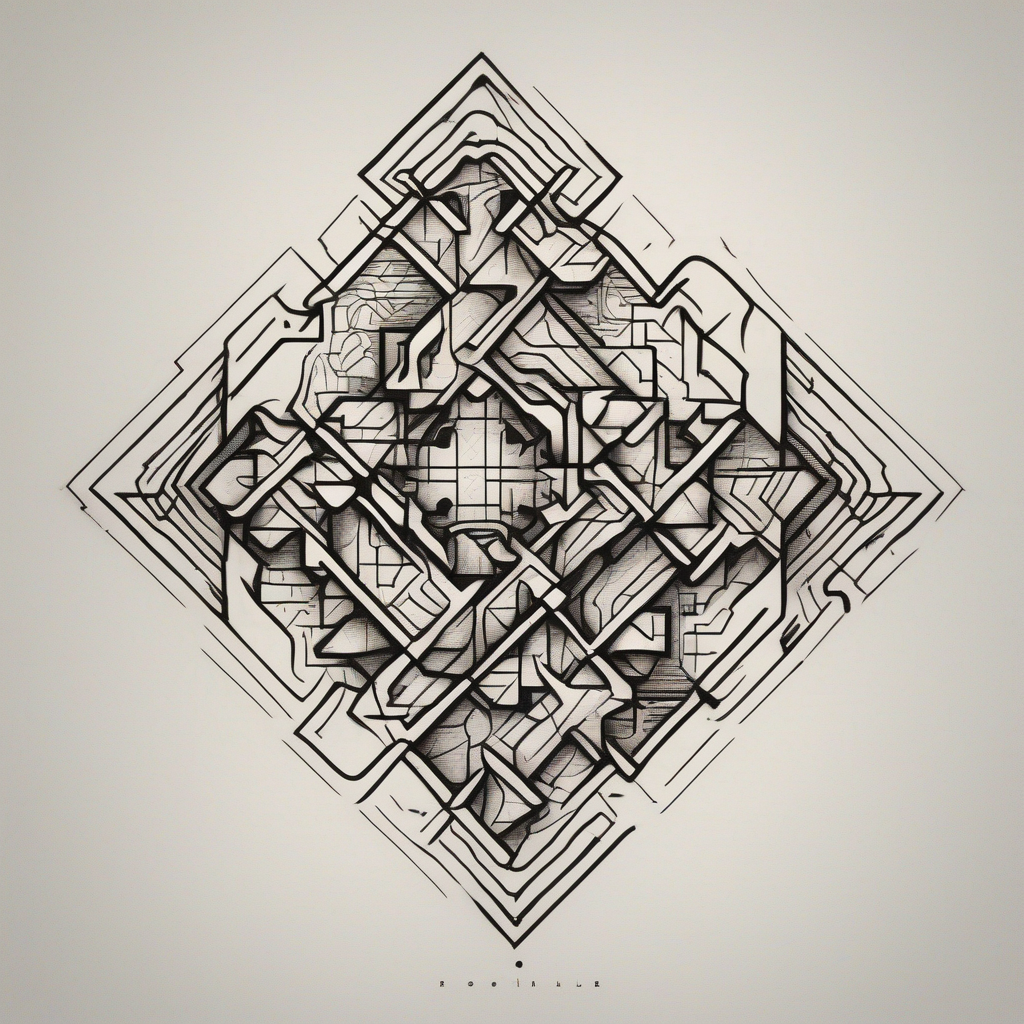 simple puzzle piece with fine lines in memory of my sister sister-tree, diseño de tatuaje Blackwork generado con IA