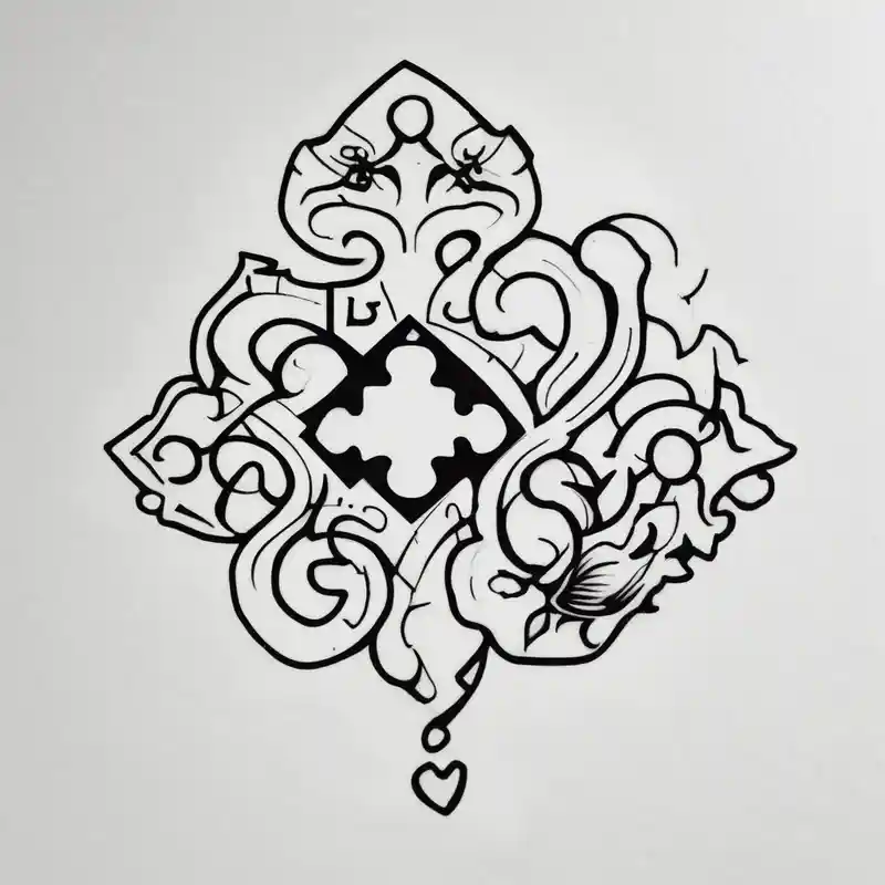 simple puzzle piece with fine lines in memory of my sister – Japonés, Blanco y negro