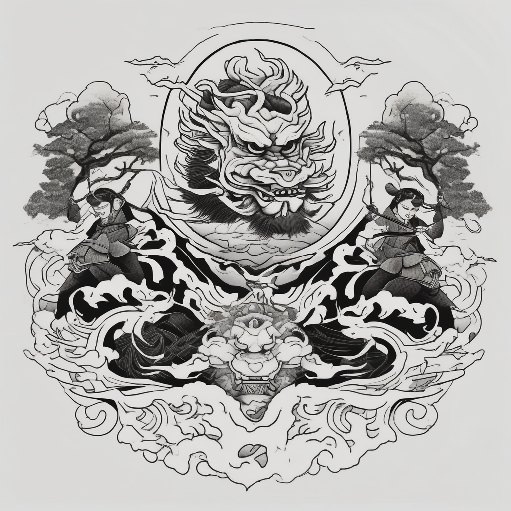 3 brothers and one sister, design de tatouage Japonais généré par IA