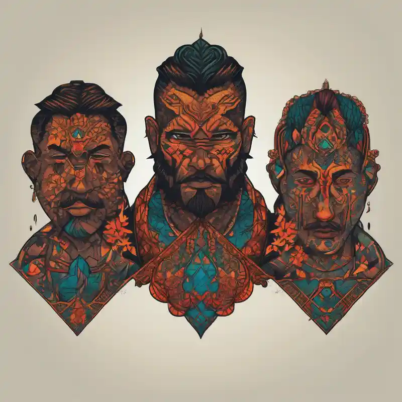 3 brothers and one sister – Blackwork, Couleurs vives