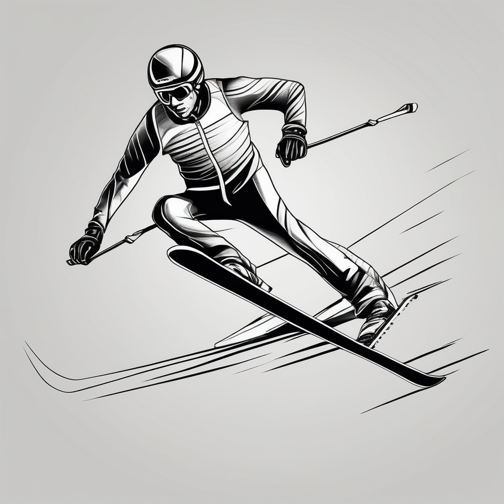 ski jump ski-yant, design de tatouage Noir et blanc généré par IA