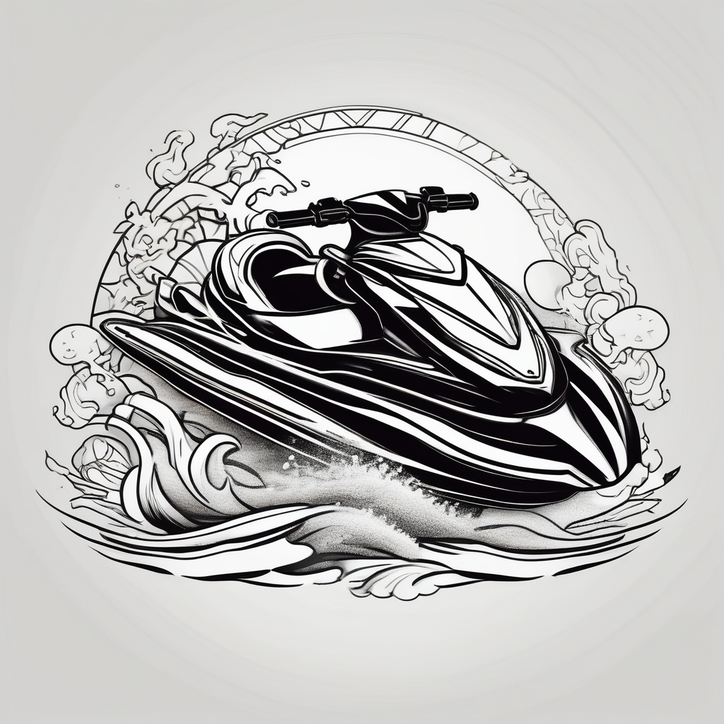 JET SKI ski-yant, AI-generated Japanese tattoo design