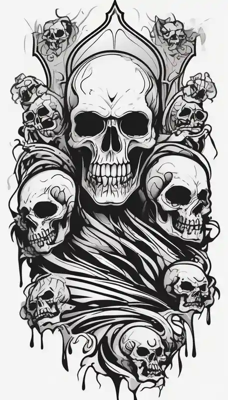 death skulls evil theme full arm sleeve
