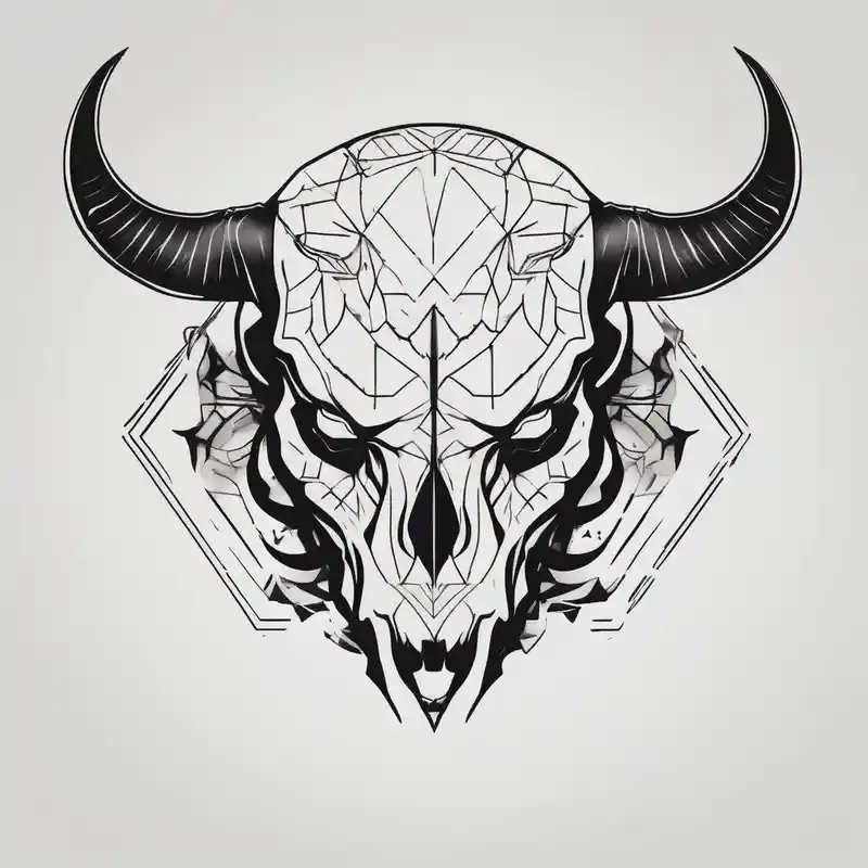 skull of a bull with a line frame, realistic, simple – Minimaliste, Couleurs vives