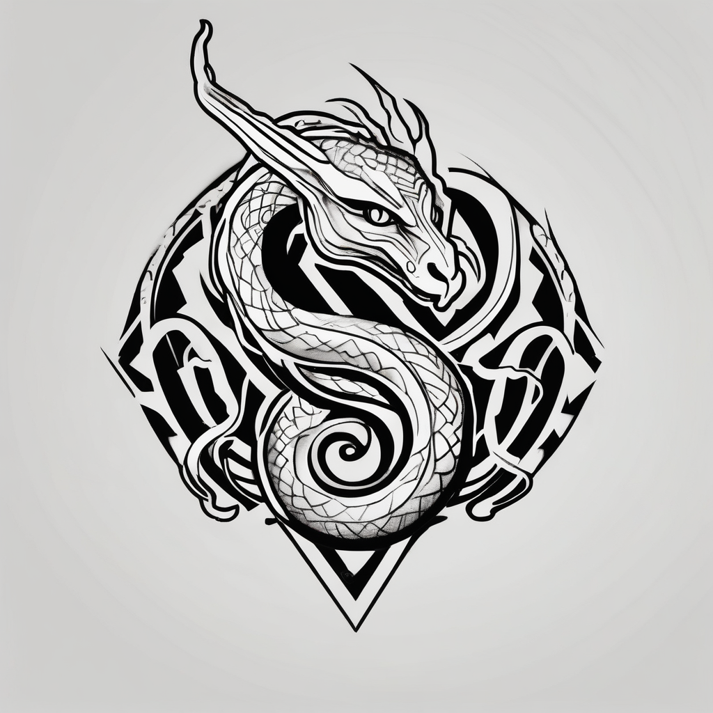 norse mythology world serpent wrap around tattoo design skull-designs, diseño de tatuaje Cartoon generado con IA