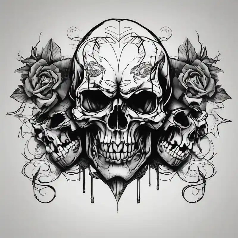 sketch style 2025年の「見ざる、聞かざる、言わざる」タトゥーアイデア about Skull Hear no evil speak no evil see no evil skull-ideas and Skull Hear no evil speak no evil see no evil skull-ideas