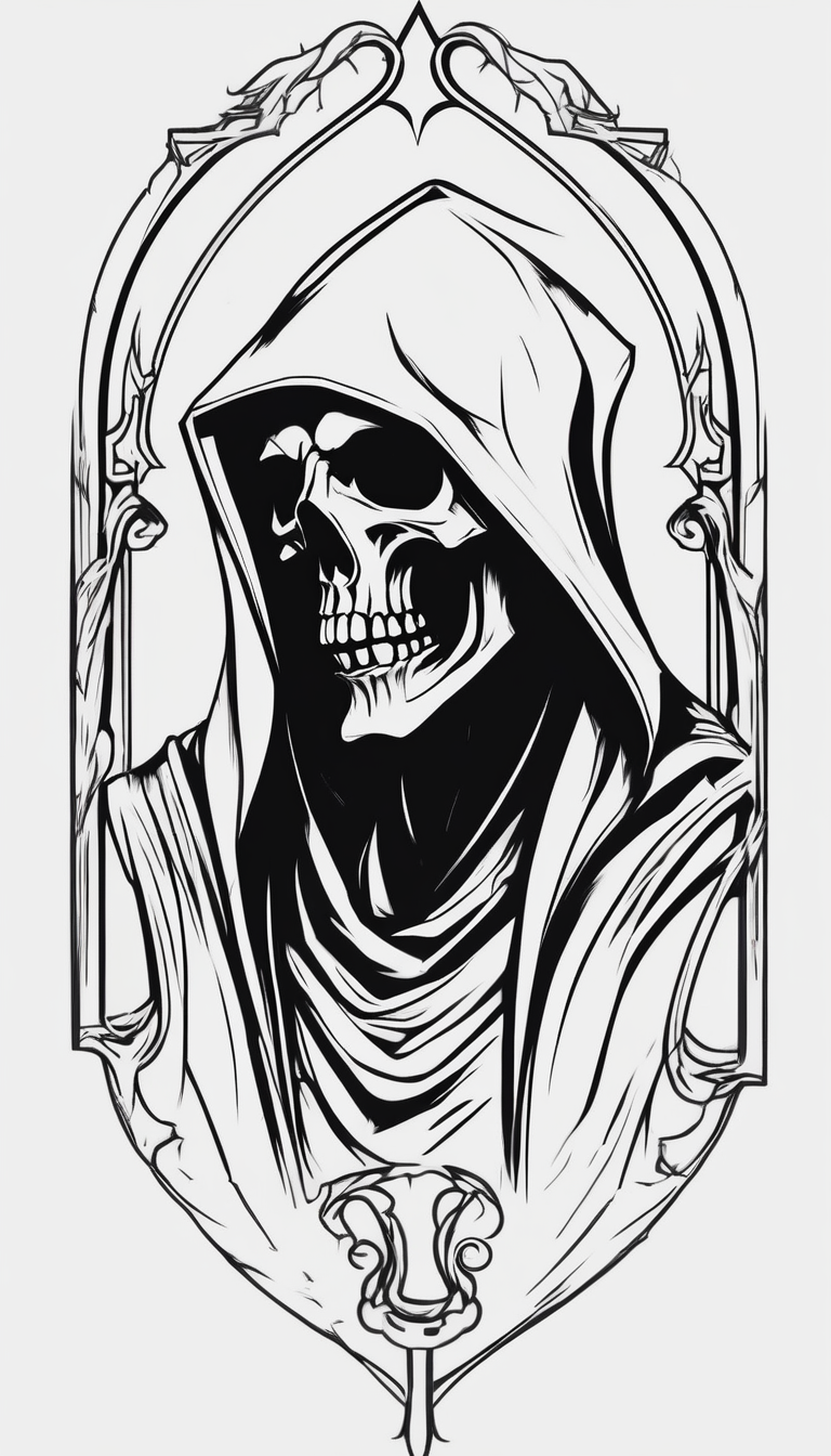 Continue a sleeve for a grim reaper shoulder tattoo death theme full arm sleeve sleeve-ideas, AI-generated Minimalist tattoo design