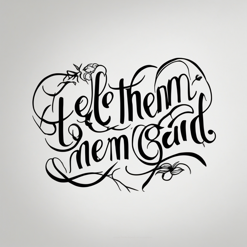 Small Fine line dainty cursive tattoo with the saying “let them and let me” on back small-friendship, diseño de tatuaje Old school generado con IA