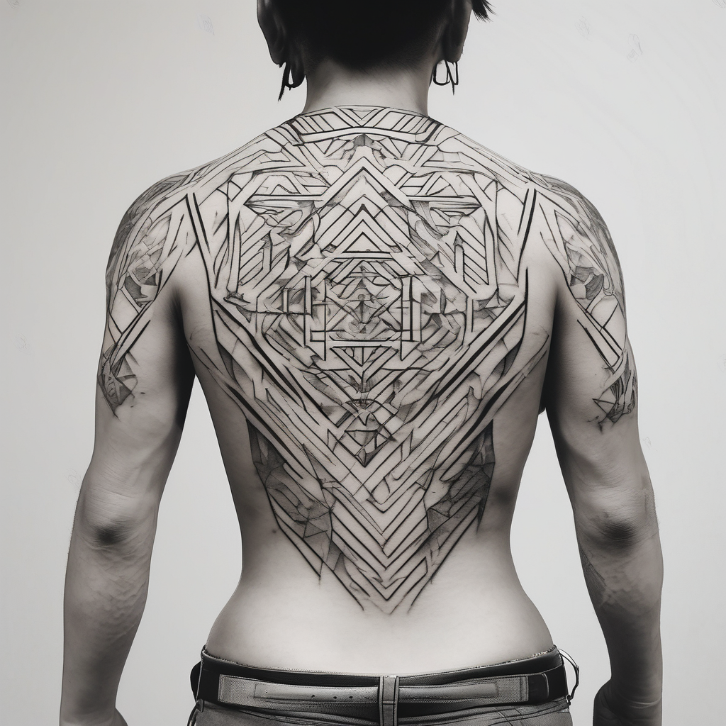 upper back tattoo that represent martial art snake-tattoo-ideas-for-guys, AI-generated Geometric tattoo design