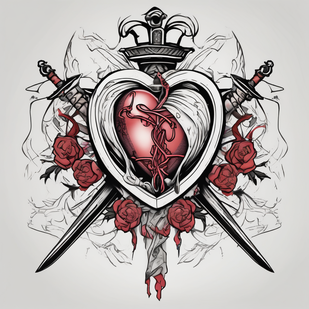 Sacred heart of marry with swords and Cancer ribbon chest tattoo snake-tattoo-ideas-for-guys, AI-generated Japanese tattoo design