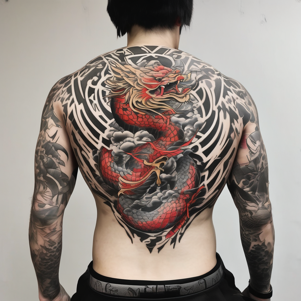 upper back tattoo that represent martial art snake-tattoo-ideas-for-guys, AI-generated Japanese tattoo design