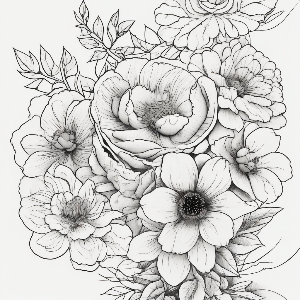 fine line flowers surrrounded by greenary with powerful words some where in the tattoo more minimalist snake-tattoo-ideas-for-guys, AI-generated Japanese tattoo design