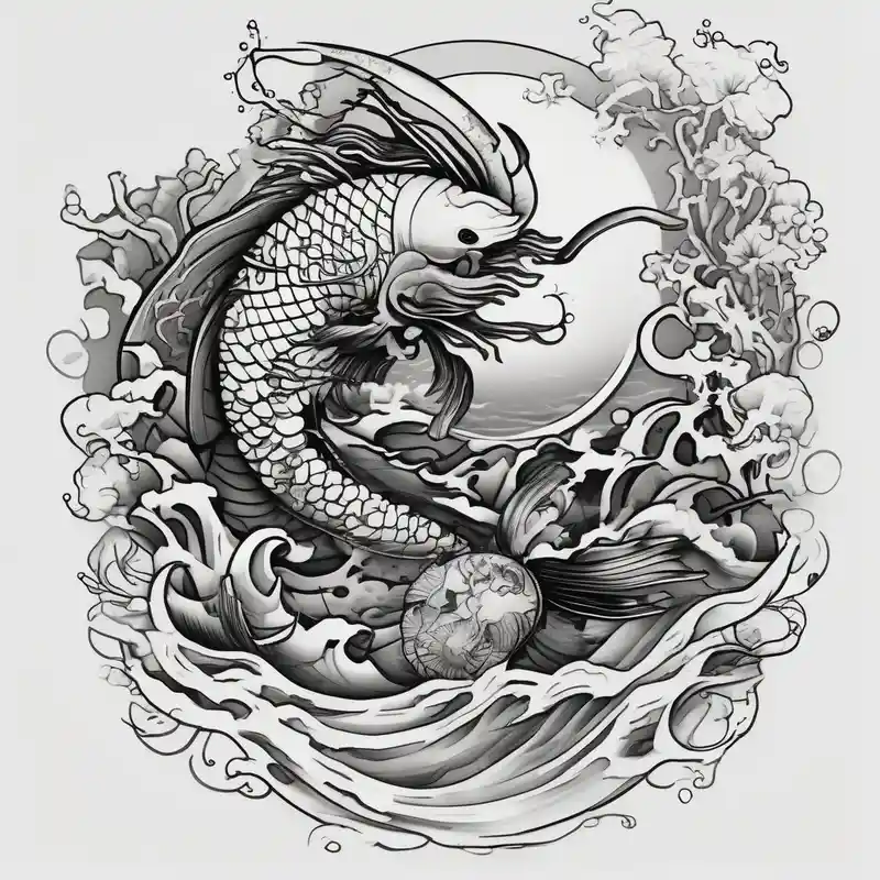 matching 2 separate tattoos . Water related. Marine life