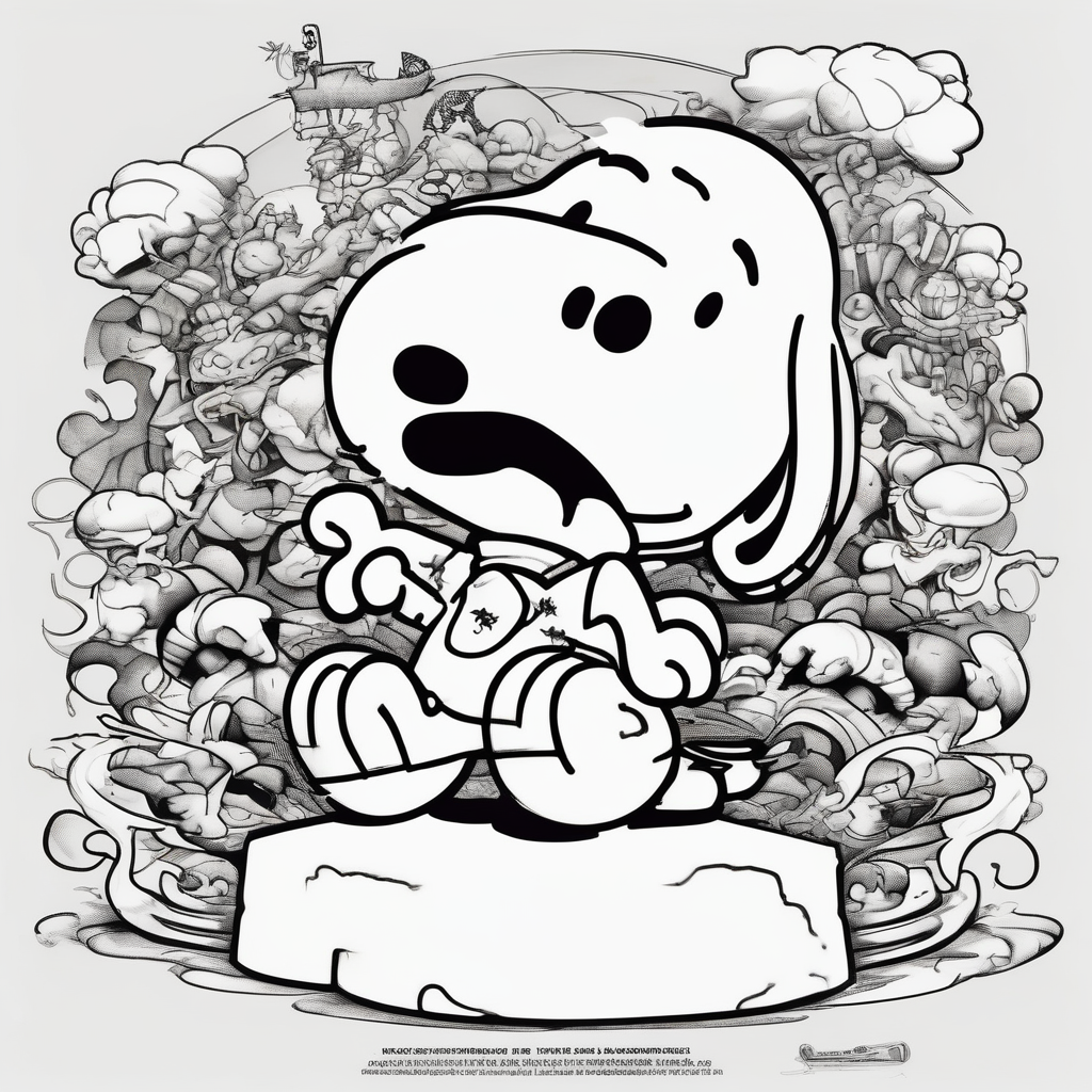 snoopy in a battle with Garfield(AIが生成したシュルレアリスムスタイルのタトゥーデザイン)