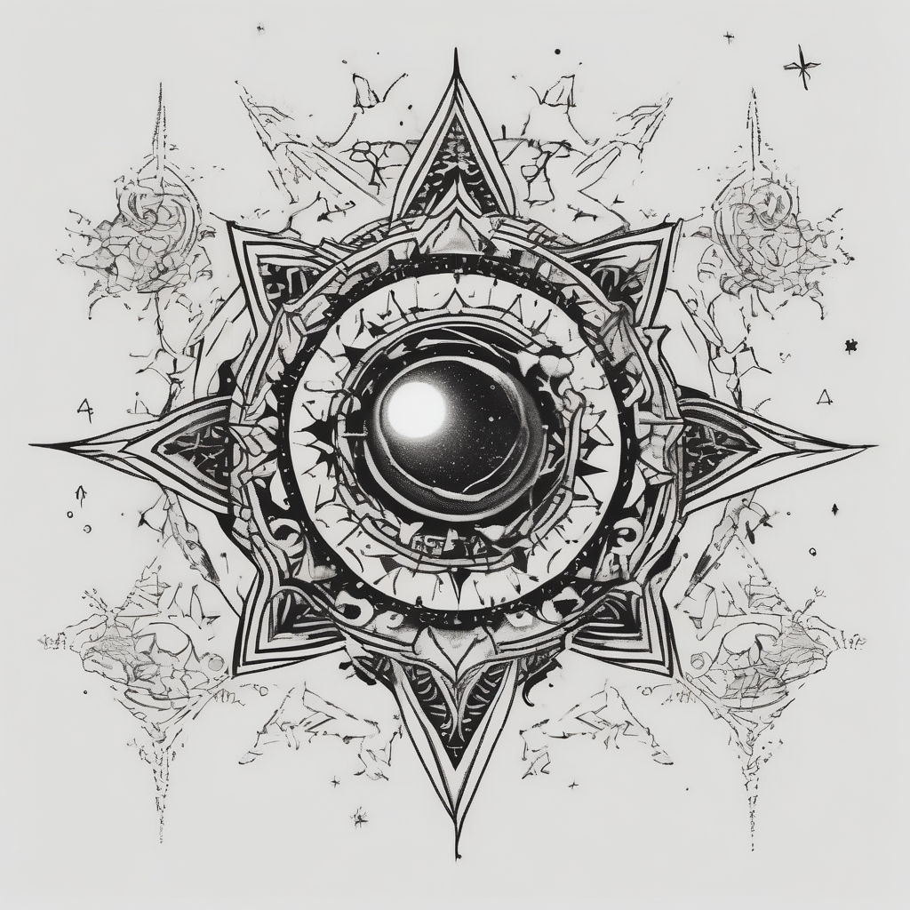 A certain kind of darkness is needed to see the stars, text, circle, diseño de tatuaje Blackwork generado con IA