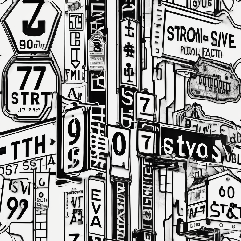 77th St 90th ave street signs, AI-generated Blackwork tattoo design