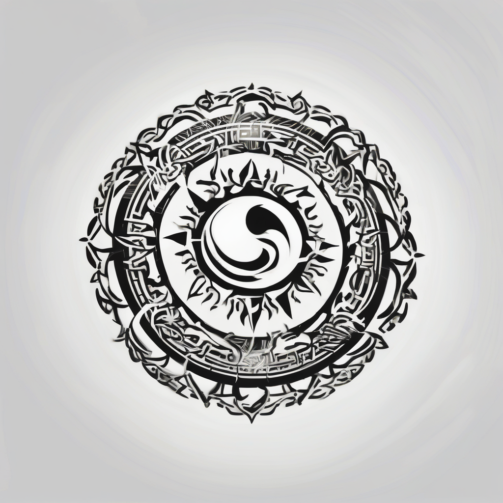Filipino sun, Filipino Polynesian style, surname Reyes Espina, not vulgar, family crest round shape that looks good on a wrist or bicep, not traditional American tribal, family, love, AI-generated Japanese tattoo design