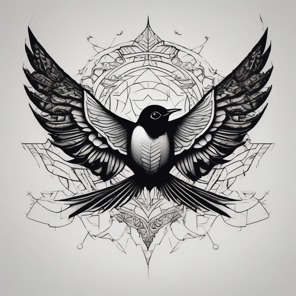 Swallow, diseño de tatuaje Blackwork generado con IA