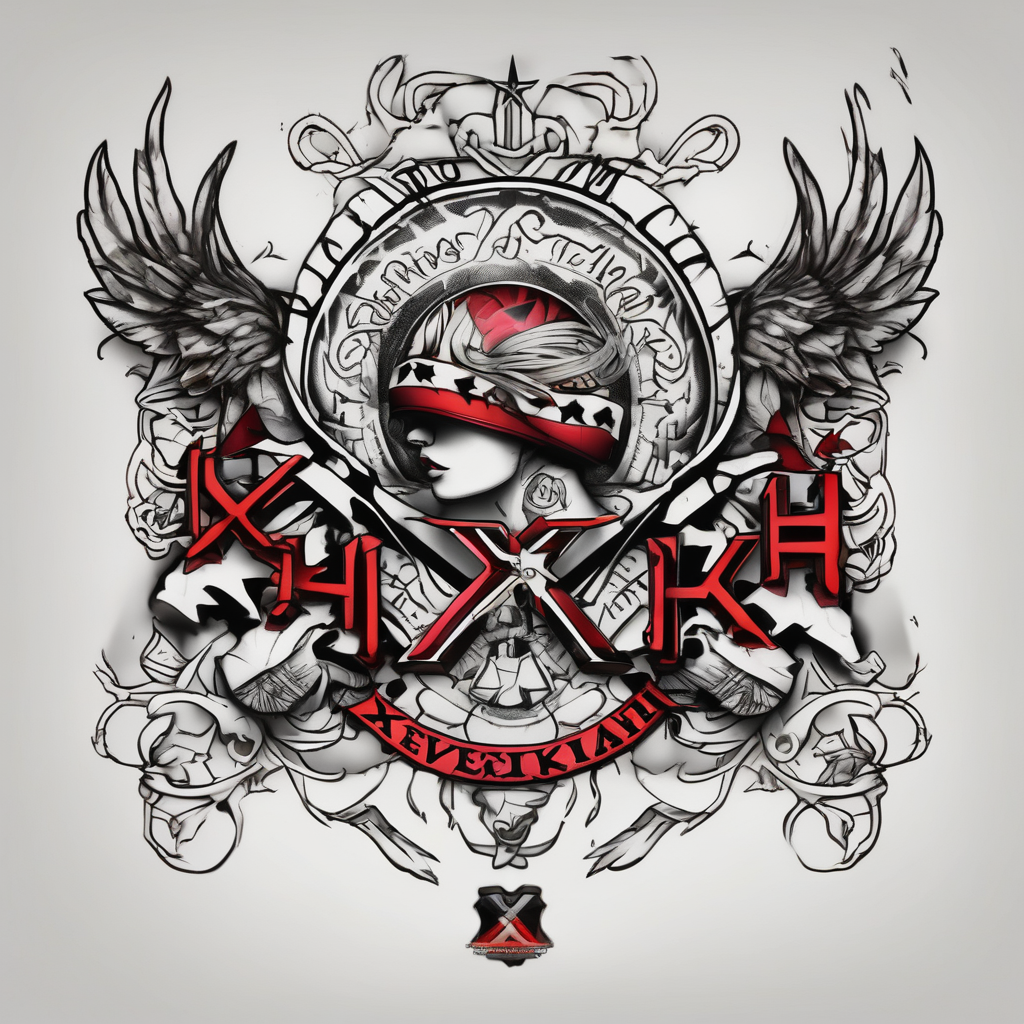 Xevekiah name tatto tattoing-sun-spots, diseño de tatuaje Old school generado con IA
