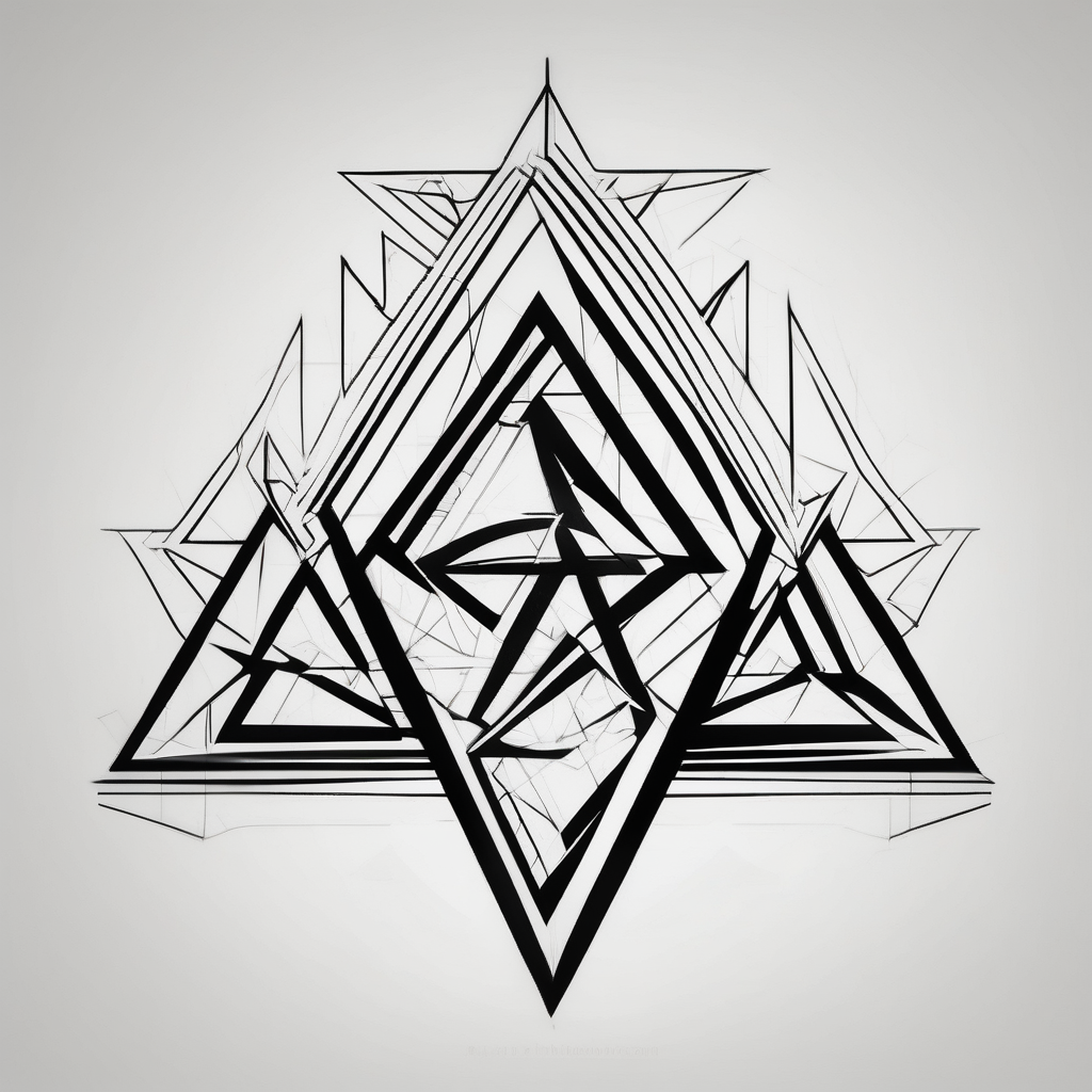 I want three triangles that overlap each other. Spirit mind and body three-crosses, design de tatouage Géométrique généré par IA