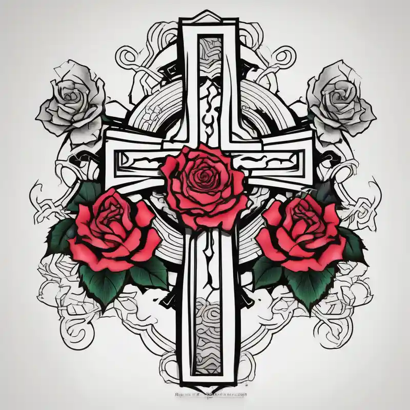 Roses, with a cross outline in the middle