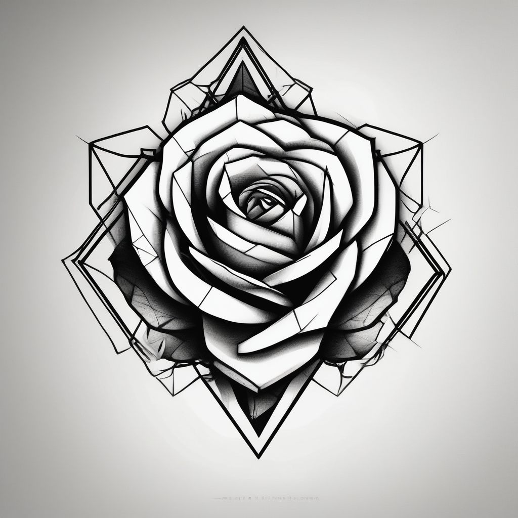 forearm tattoo, geometric rose, subtle, men, throat-for-men(AIが生成したスケッチスタイルのタトゥーデザイン)