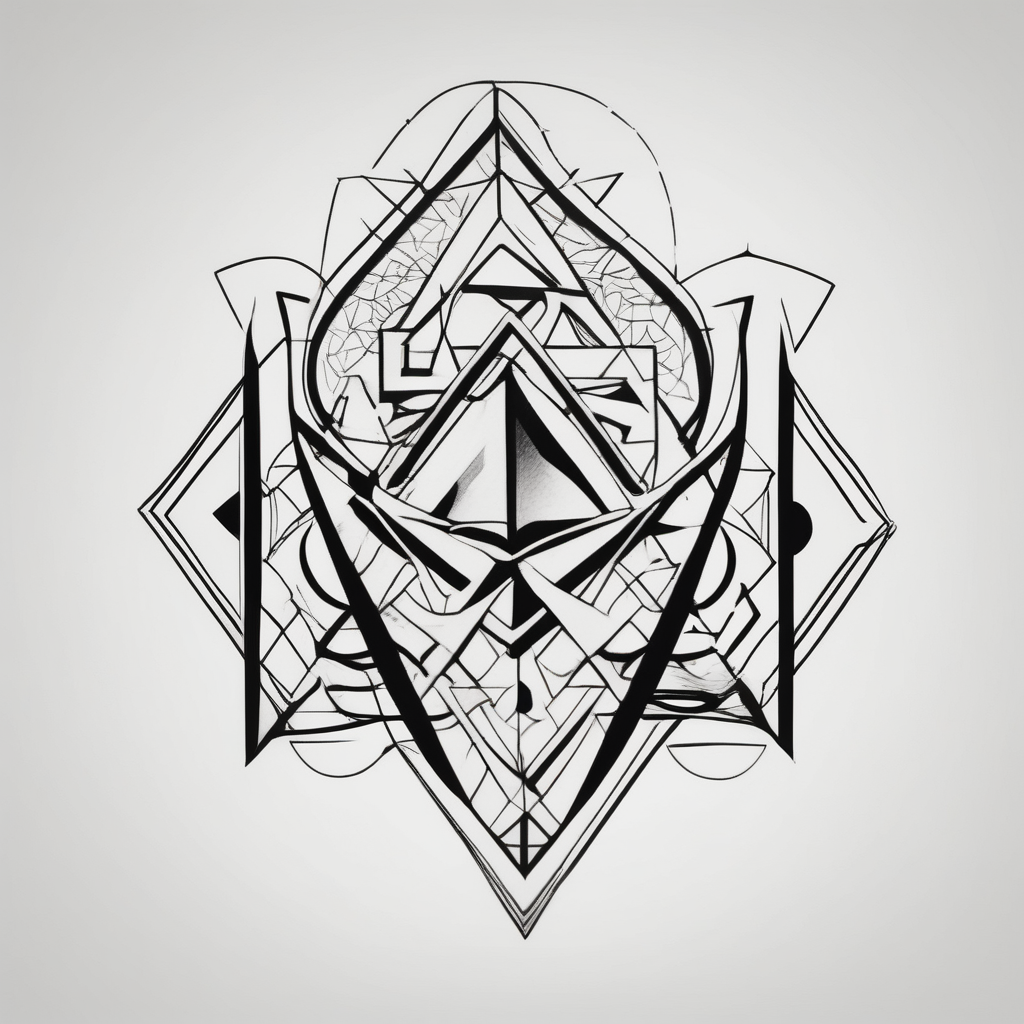 a minimalist small dark tattoo to signify love, hate, fear and anger in men throat-for-men(AIが生成したジオメトリックスタイルのタトゥーデザイン)
