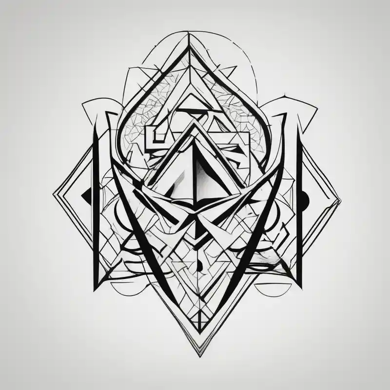 a minimalist small dark tattoo to signify love, hate, fear and anger in men – ジオメトリック, 白黒