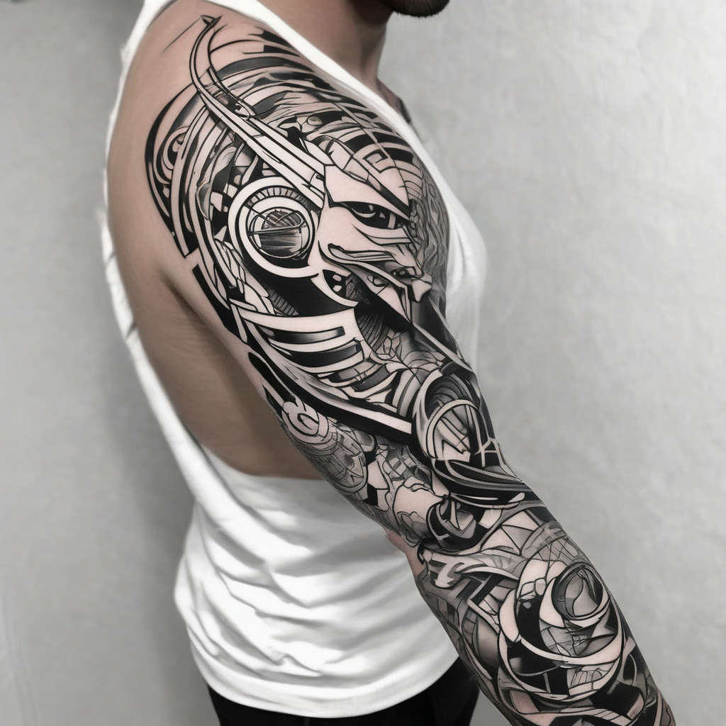 Arm sleeve for men throat-for-men(AIが生成したカートゥーンスタイルのタトゥーデザイン)