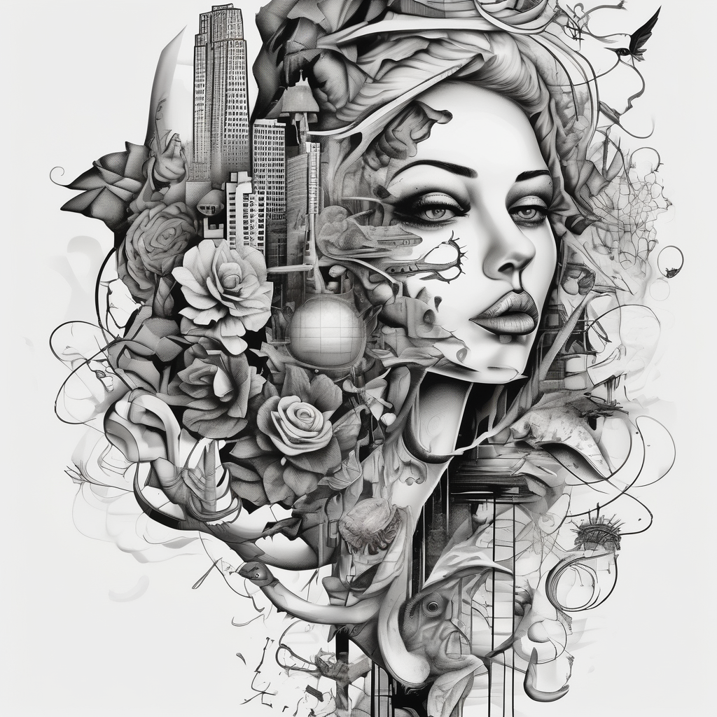 new york and florida touching-new, design de tatouage Surréaliste généré par IA