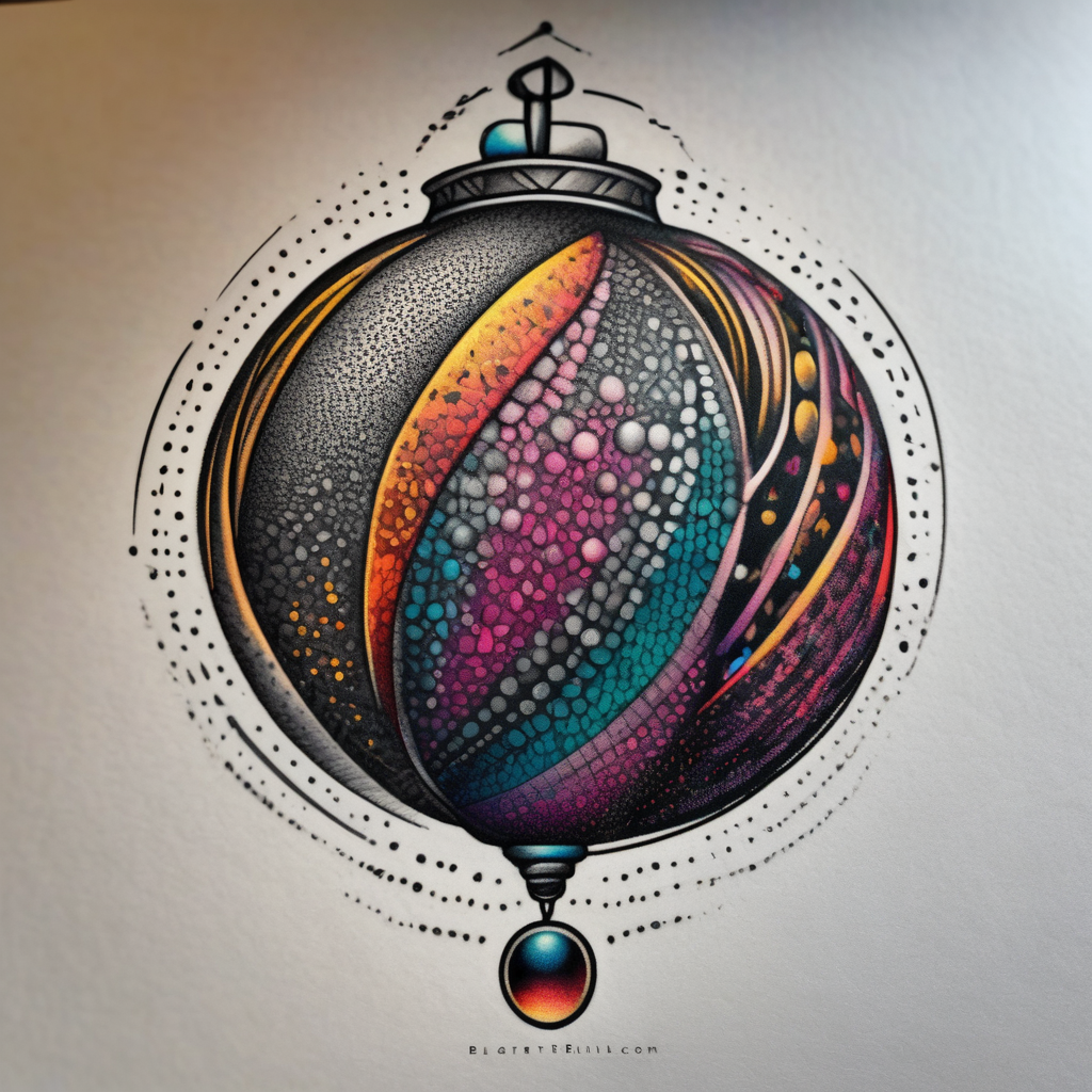 new years eve ball drop touching-new, design de tatouage Dotwork généré par IA