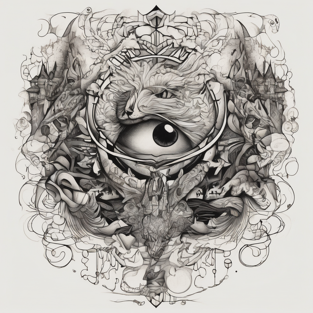 The band sleep token, with the lyrics the night belongs to you, I must be someone new. With wings touching-new, design de tatouage Surréaliste généré par IA