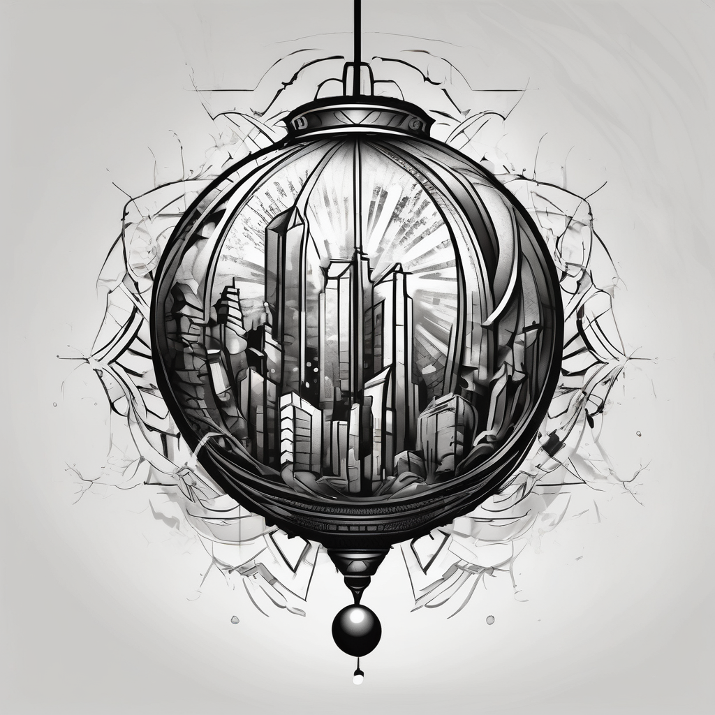 new years eve ball drop touching-new, design de tatouage Noir et blanc généré par IA
