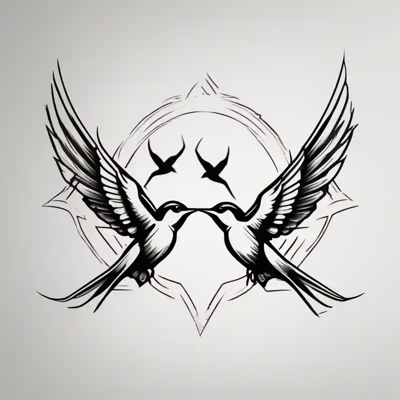 old school style 2025年のツバメのタトゥーアイデア about Design a forearm tattoo featuring a minimalist swallows in flight and symbolizing freedom and new beginnings touching-new