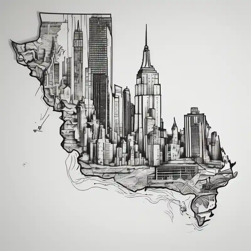 new york state outline and florida outline – Croquis, Couleurs vives