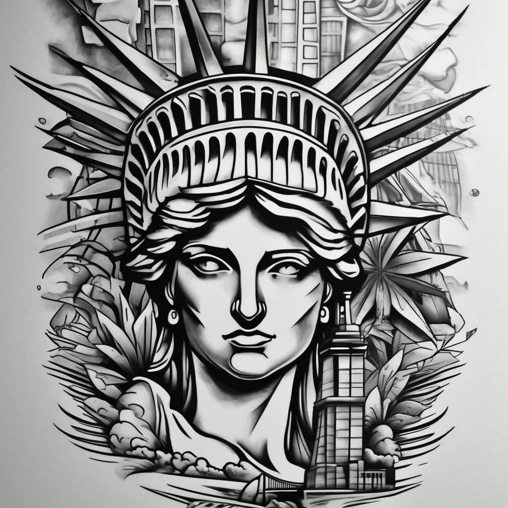 new york and florida touching-new, design de tatouage Réaliste généré par IA