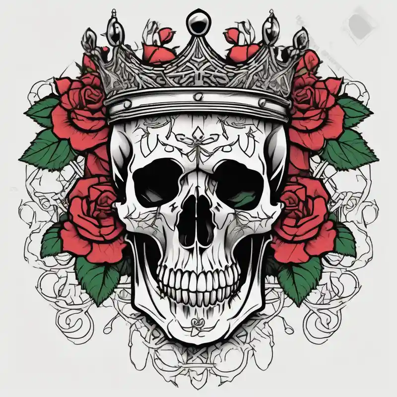 old school style Crow Tattoo Ideas in 2025 about ornate skull adorned with crown of wild roses and thorns traditional-rose and ornate skull adorned with crown of wild roses and thorns traditional-rose