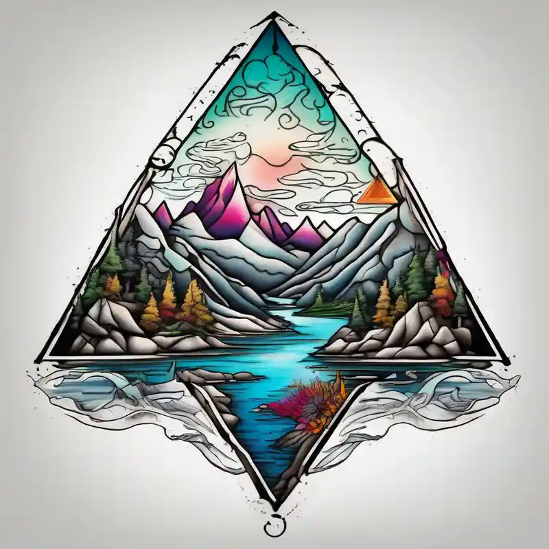 Mountains with the river running through it all inside a triangle with Humboldt at the topb Mendocino in the left corner and – Surréaliste, Couleurs vives